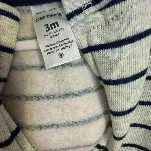 3m boys carters outfit with hood (ears on the hood) navy blue and white EUC - Picture 3 of 3